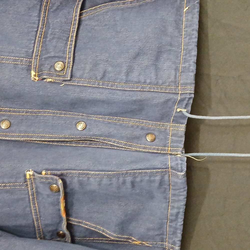 Womans Blue Denim Chore Jacket with Plaid Accents Sz Large - Picture 5 of 7